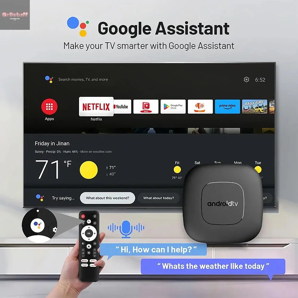 Global Version Smart Streaming Media Player TV Box AllwinnerH313 Android13 2.4G&5G Wifi 4K Mortal T1 Bluetooth Google Assistant - Gr8stuff