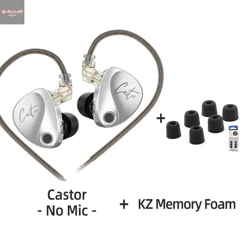 KZ Castor Wired Earbuds Improved Bass HiFi Earphone 2 Dynamic High - end Tunable Balanced Armature In - ear Headphone w/ Accessories - Gr8stuff
