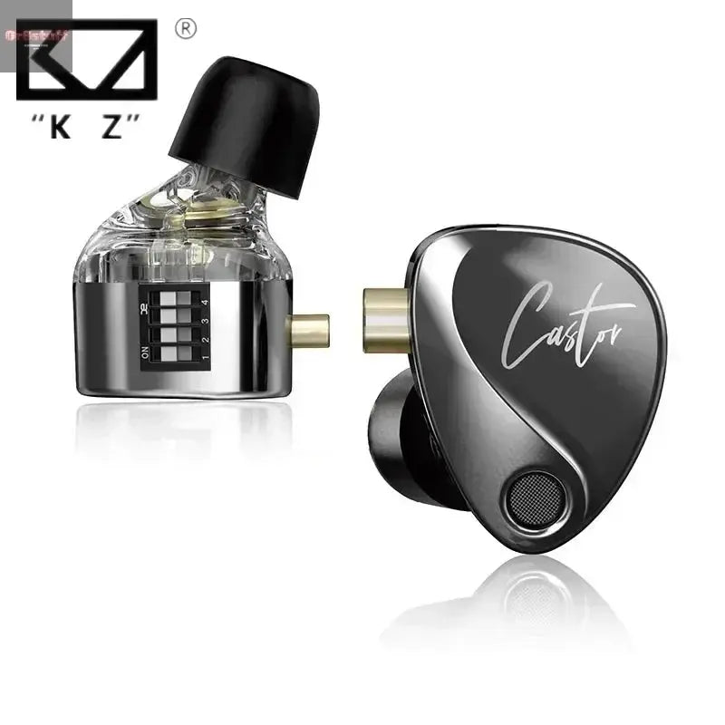 KZ Castor Wired Earbuds Improved Bass HiFi Earphone 2 Dynamic High - end Tunable Balanced Armature In - ear Headphone w/ Accessories - Gr8stuff