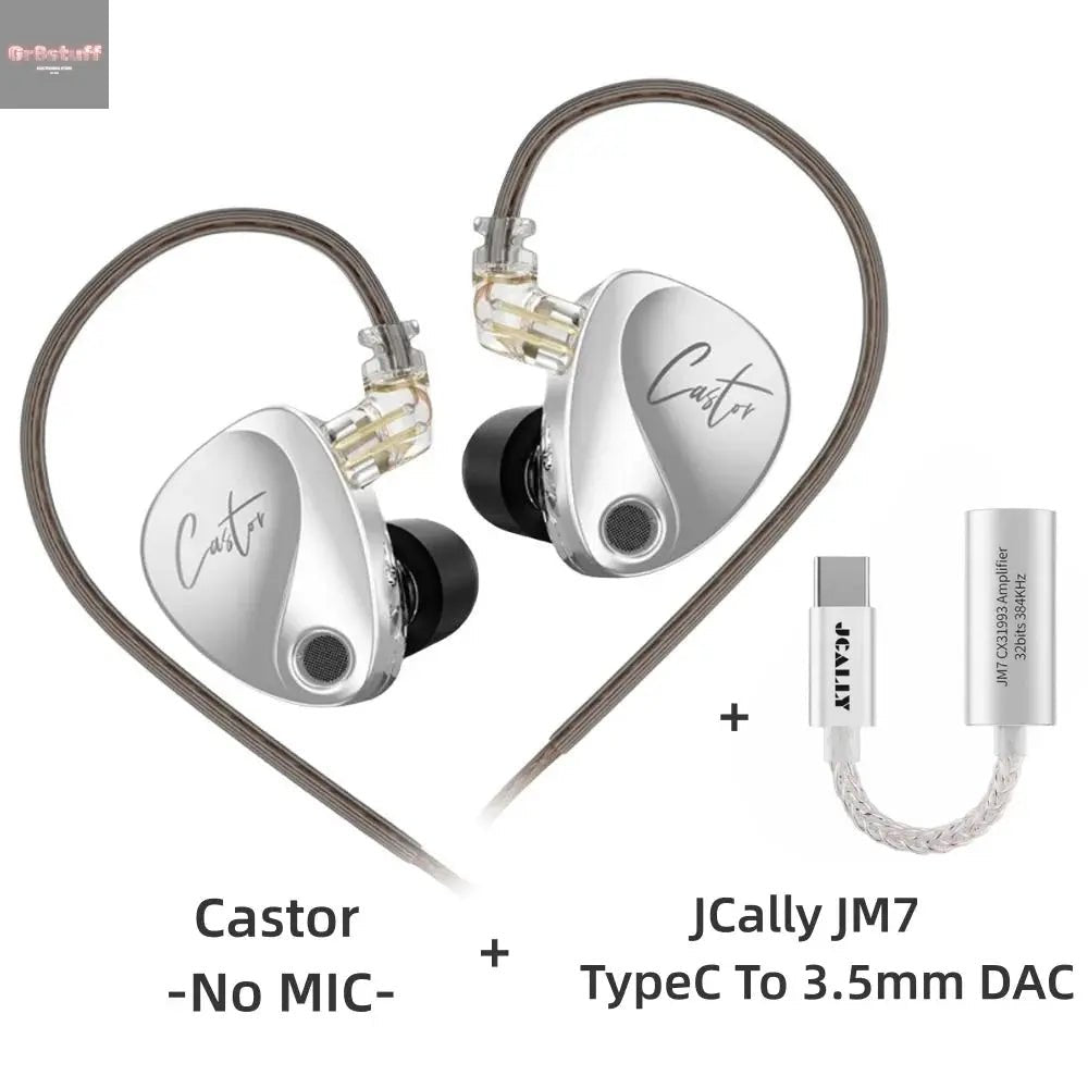 KZ Castor Wired Earbuds Improved Bass HiFi Earphone 2 Dynamic High - end Tunable Balanced Armature In - ear Headphone w/ Accessories - Gr8stuff