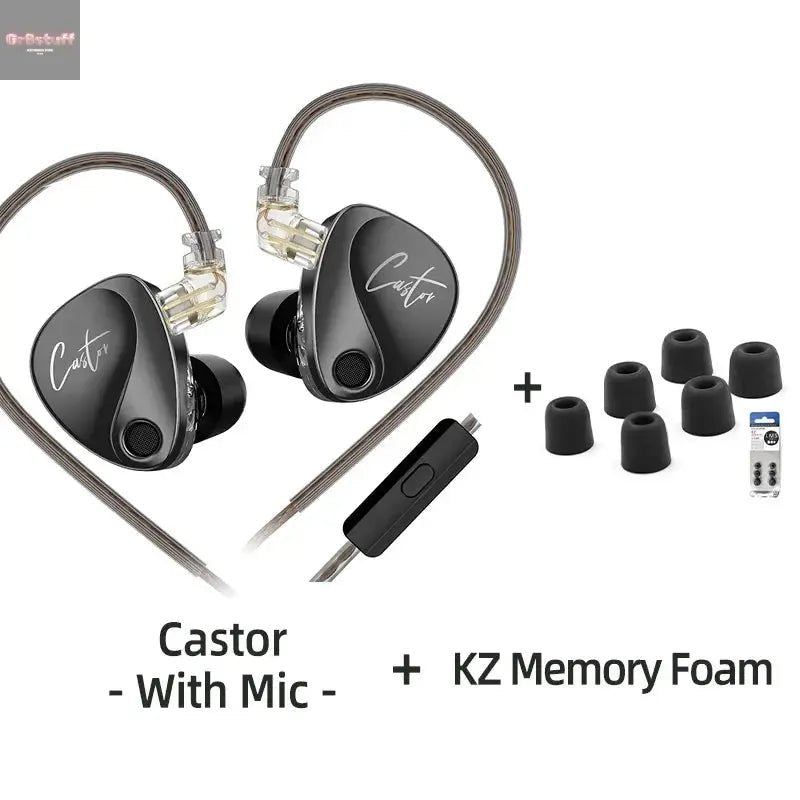 KZ Castor Wired Earbuds Improved Bass HiFi Earphone 2 Dynamic High - end Tunable Balanced Armature In - ear Headphone w/ Accessories - Gr8stuff
