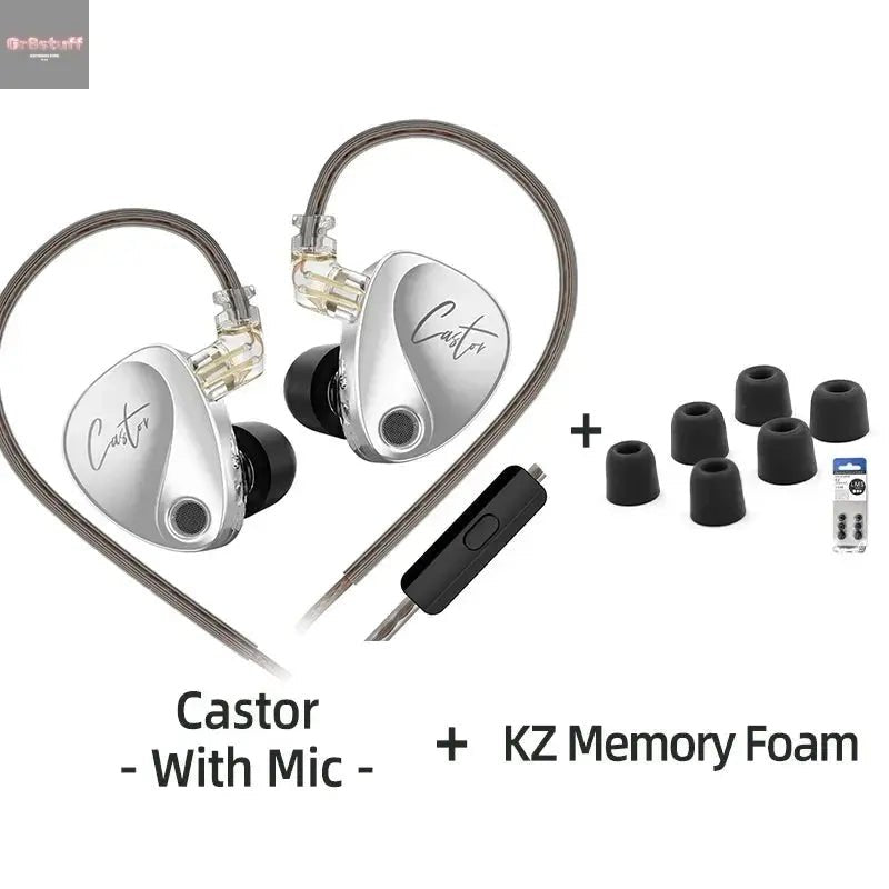KZ Castor Wired Earbuds Improved Bass HiFi Earphone 2 Dynamic High - end Tunable Balanced Armature In - ear Headphone w/ Accessories - Gr8stuff