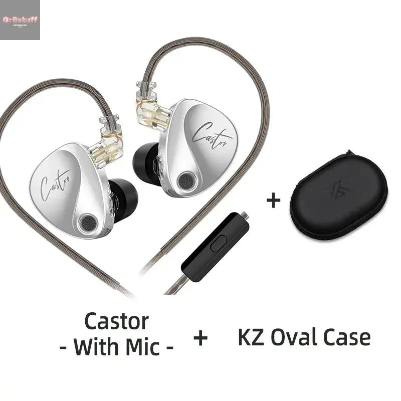 KZ Castor Wired Earbuds Improved Bass HiFi Earphone 2 Dynamic High - end Tunable Balanced Armature In - ear Headphone w/ Accessories - Gr8stuff