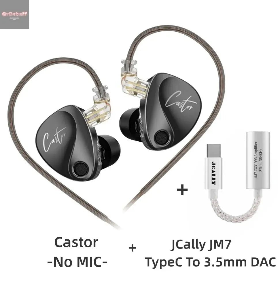 KZ Castor Wired Earbuds Improved Bass HiFi Earphone 2 Dynamic High - end Tunable Balanced Armature In - ear Headphone w/ Accessories - Gr8stuff
