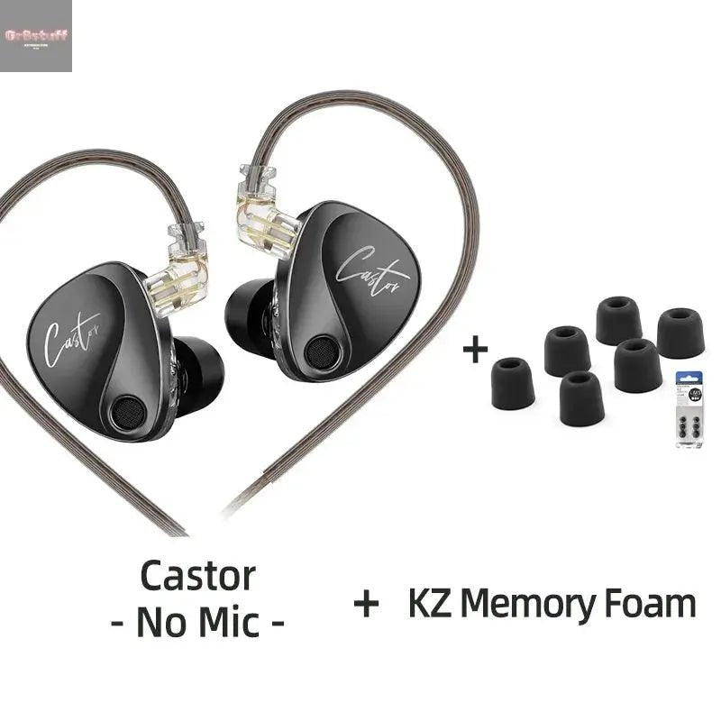 KZ Castor Wired Earbuds Improved Bass HiFi Earphone 2 Dynamic High - end Tunable Balanced Armature In - ear Headphone w/ Accessories - Gr8stuff