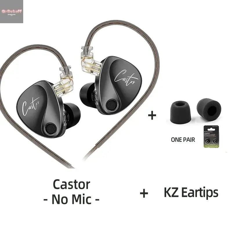 KZ Castor Wired Earbuds Improved Bass HiFi Earphone 2 Dynamic High - end Tunable Balanced Armature In - ear Headphone w/ Accessories - Gr8stuff