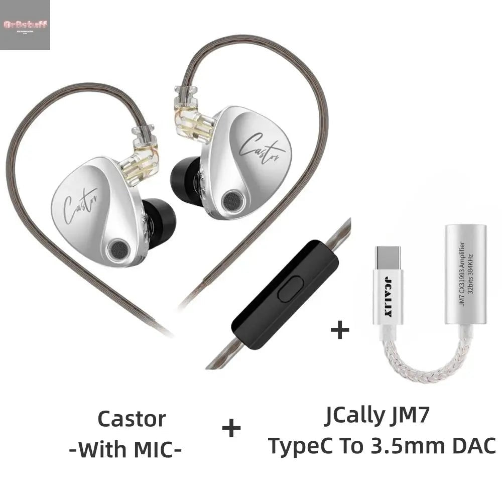 KZ Castor Wired Earbuds Improved Bass HiFi Earphone 2 Dynamic High - end Tunable Balanced Armature In - ear Headphone w/ Accessories - Gr8stuff