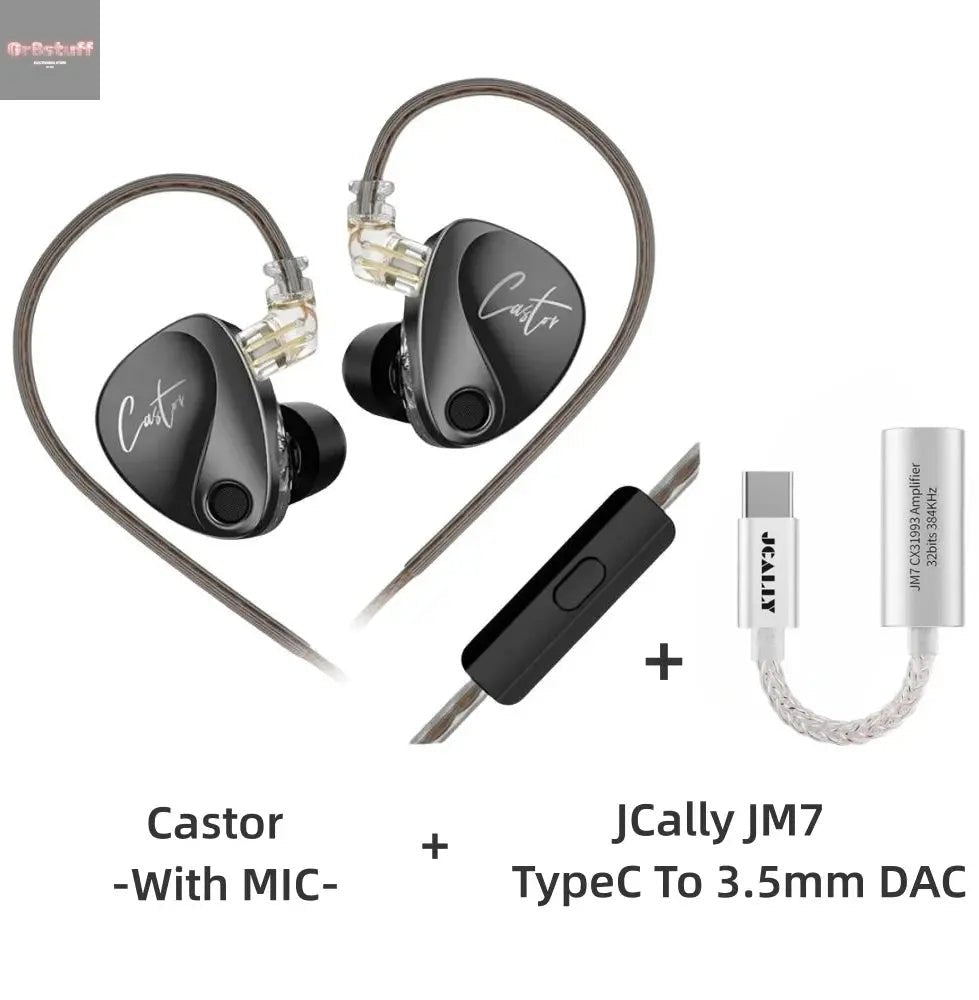 KZ Castor Wired Earbuds Improved Bass HiFi Earphone 2 Dynamic High - end Tunable Balanced Armature In - ear Headphone w/ Accessories - Gr8stuff