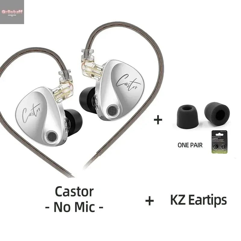KZ Castor Wired Earbuds Improved Bass HiFi Earphone 2 Dynamic High - end Tunable Balanced Armature In - ear Headphone w/ Accessories - Gr8stuff