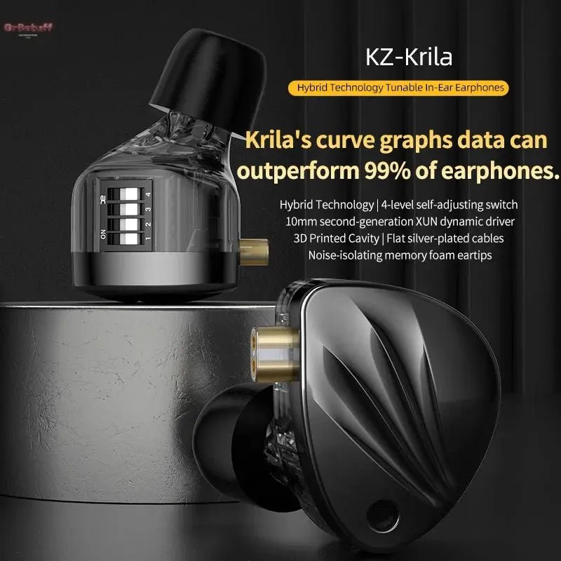 KZ Krila In Ear HiFi Earphone 1DD+1BA High - end Tunable balanced armature Earphones Monitor Headphone Cancelling Earbuds - Gr8stuff