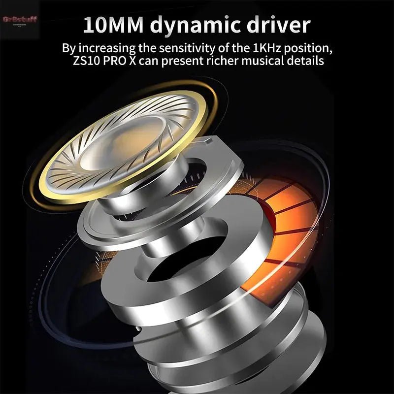 KZ ZS10 Pro X in Ear Earphone 4BA+1DD Hybrid Driver HiFi Earphones Sport Noise Cancelling Earbuds with 2 Pin Detachable Cable - Gr8stuff