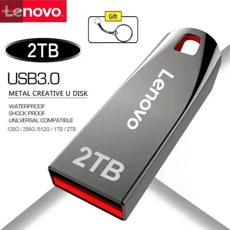 Lenovo 3.0 Pen Drive Metal High Speed Flash Drive 2TB1TB 512GB USB Memory Stick Pen Drive 128GB Suitable for PC/Laptop/PS4 Contr - Gr8stuff