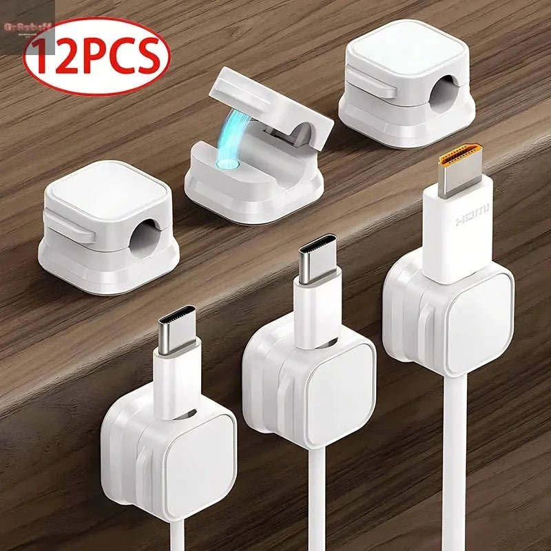 Magnetic Cable Clip Cable Holder Adhesive Wire Keeper Cord Cable Organizer for Home Office Under Desk Management - Gr8stuff