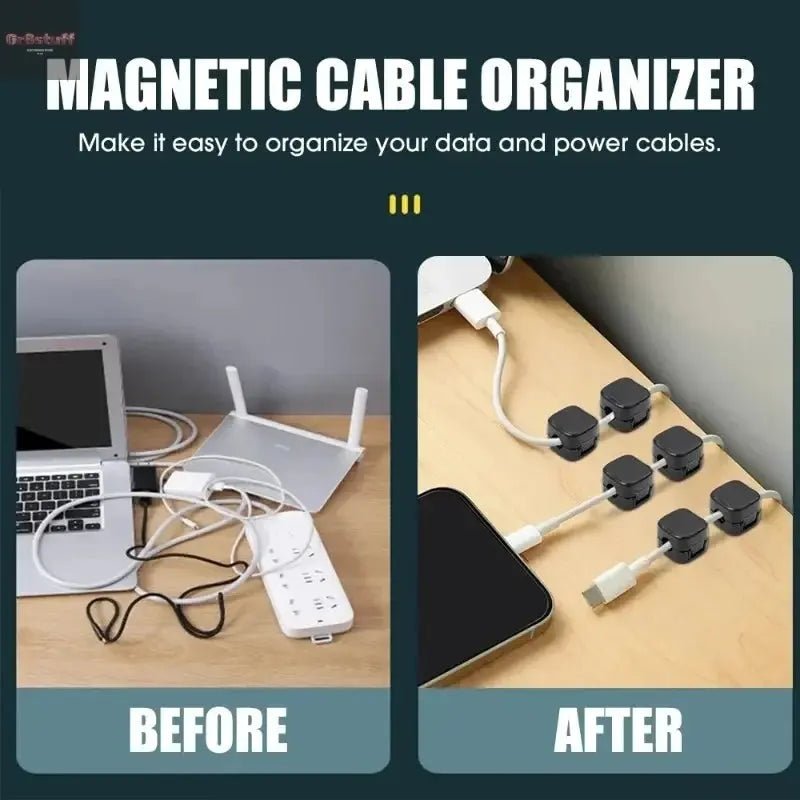 Magnetic Cable Clip Cable Holder Adhesive Wire Keeper Cord Cable Organizer for Home Office Under Desk Management - Gr8stuff