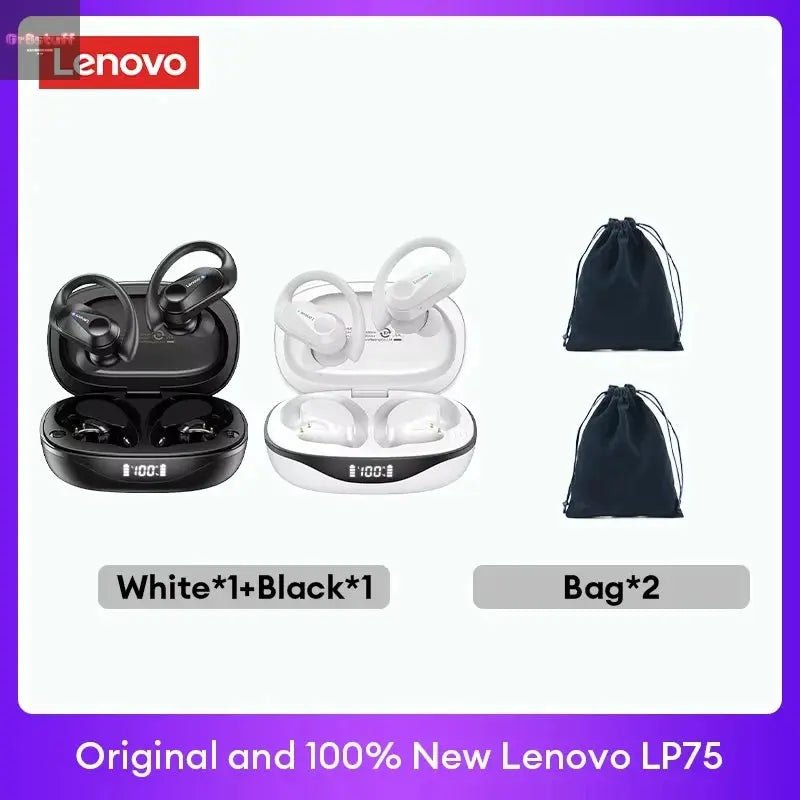 Original Lenovo LP75 TWS Bluetooth V5.3 Headphones Wireless LED Digital Display Earphones Noise Reduction Waterproof Headset New - Gr8stuff