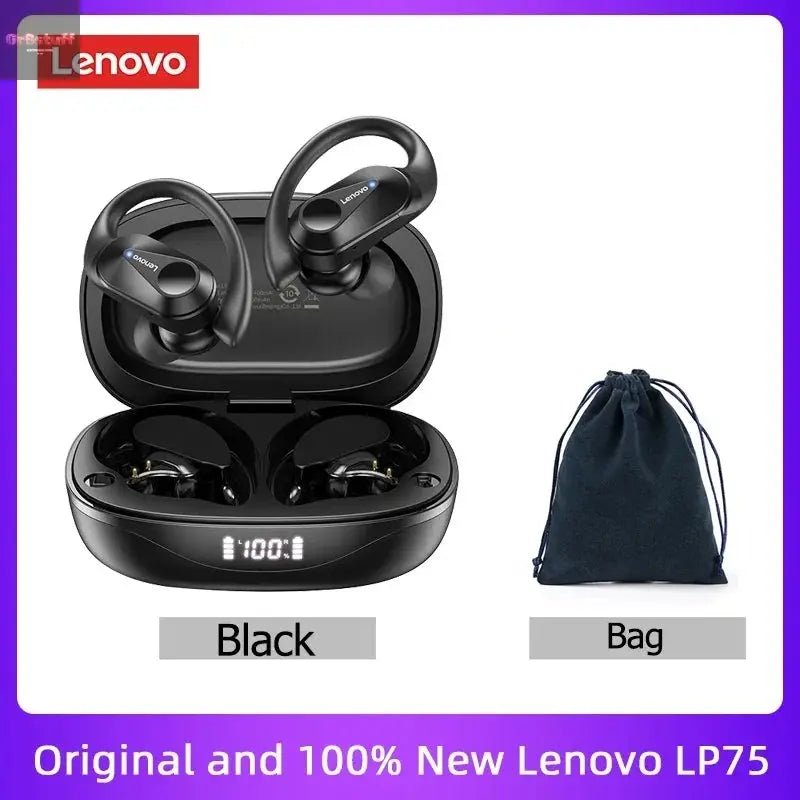 Original Lenovo LP75 TWS Bluetooth V5.3 Headphones Wireless LED Digital Display Earphones Noise Reduction Waterproof Headset New - Gr8stuff