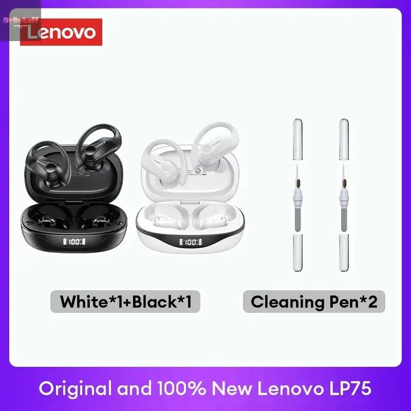 Original Lenovo LP75 TWS Bluetooth V5.3 Headphones Wireless LED Digital Display Earphones Noise Reduction Waterproof Headset New - Gr8stuff