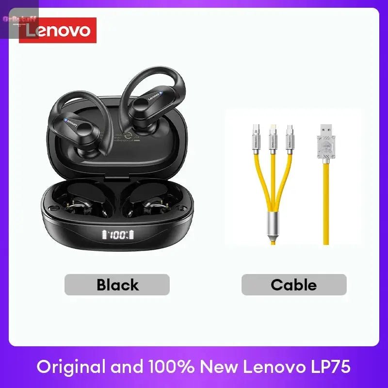 Original Lenovo LP75 TWS Bluetooth V5.3 Headphones Wireless LED Digital Display Earphones Noise Reduction Waterproof Headset New - Gr8stuff