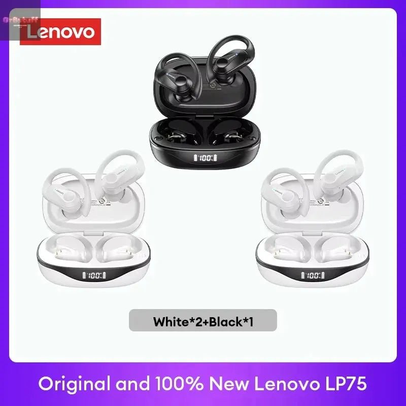 Original Lenovo LP75 TWS Bluetooth V5.3 Headphones Wireless LED Digital Display Earphones Noise Reduction Waterproof Headset New - Gr8stuff