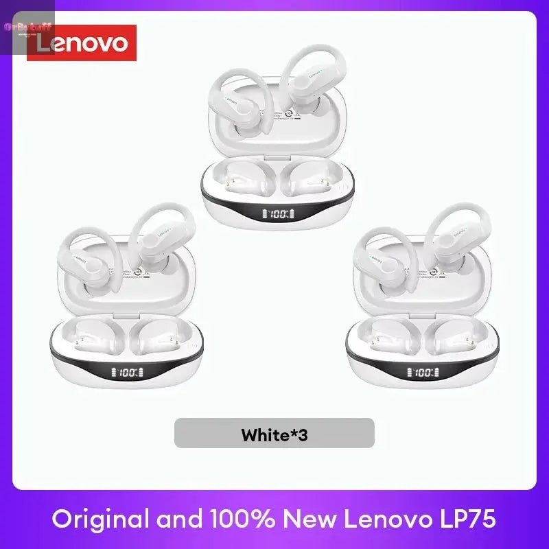 Original Lenovo LP75 TWS Bluetooth V5.3 Headphones Wireless LED Digital Display Earphones Noise Reduction Waterproof Headset New - Gr8stuff