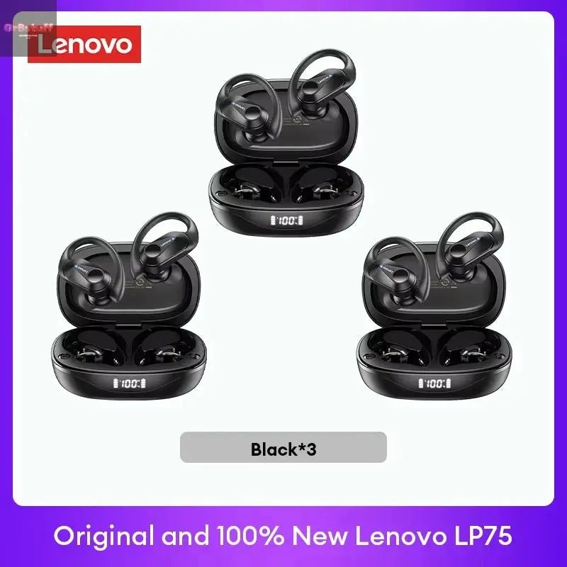 Original Lenovo LP75 TWS Bluetooth V5.3 Headphones Wireless LED Digital Display Earphones Noise Reduction Waterproof Headset New - Gr8stuff