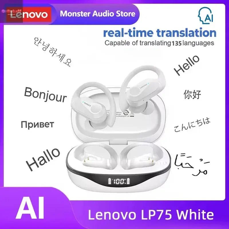 Original Lenovo LP75 TWS Bluetooth V5.3 Headphones Wireless LED Digital Display Earphones Noise Reduction Waterproof Headset New - Gr8stuff