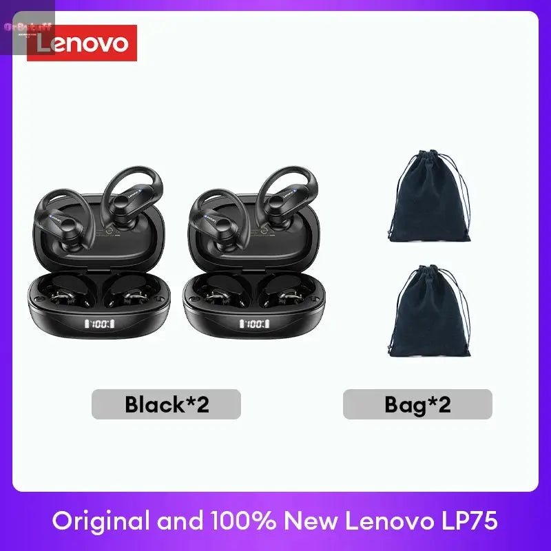 Original Lenovo LP75 TWS Bluetooth V5.3 Headphones Wireless LED Digital Display Earphones Noise Reduction Waterproof Headset New - Gr8stuff