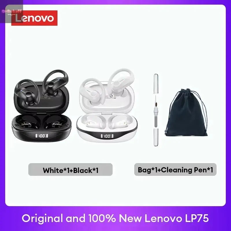 Original Lenovo LP75 TWS Bluetooth V5.3 Headphones Wireless LED Digital Display Earphones Noise Reduction Waterproof Headset New - Gr8stuff