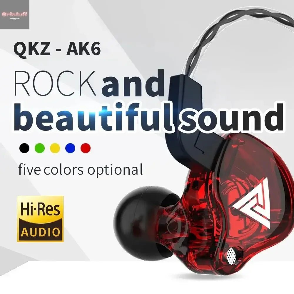 QKZ AK6 Wired Headphones Dual Drive HiFi Earphone with Microphone 3.5mm Sport Running Music Earbuds Bass Stereo Headset Original - Gr8stuff