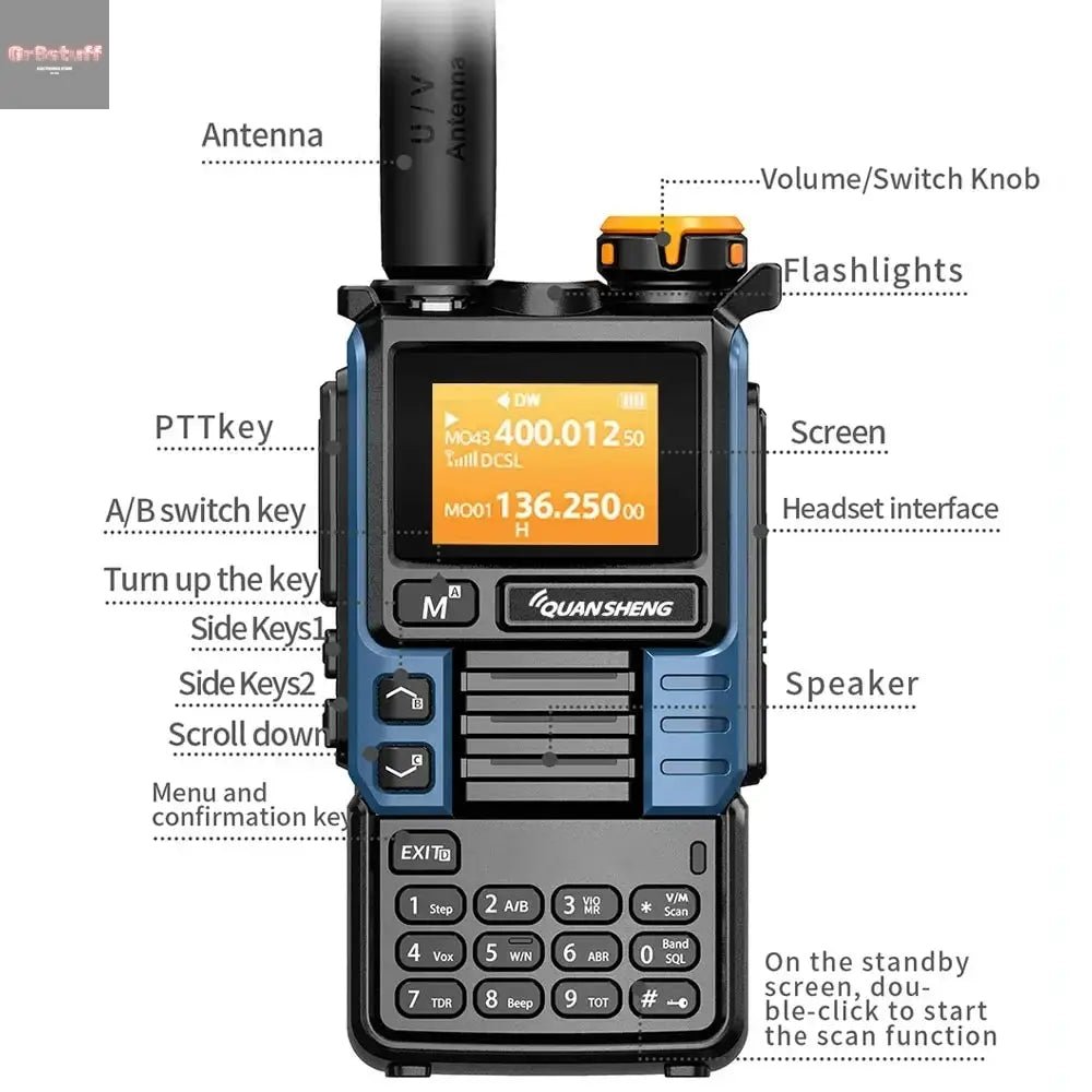 Quansheng UV - K6 Upgrade UV - K5 (99) Interphone 5W Air Band Radio Tyep C Charging UHF VHF DTMF FM Scrambler NOAA Wireless Frequenc - Gr8stuff