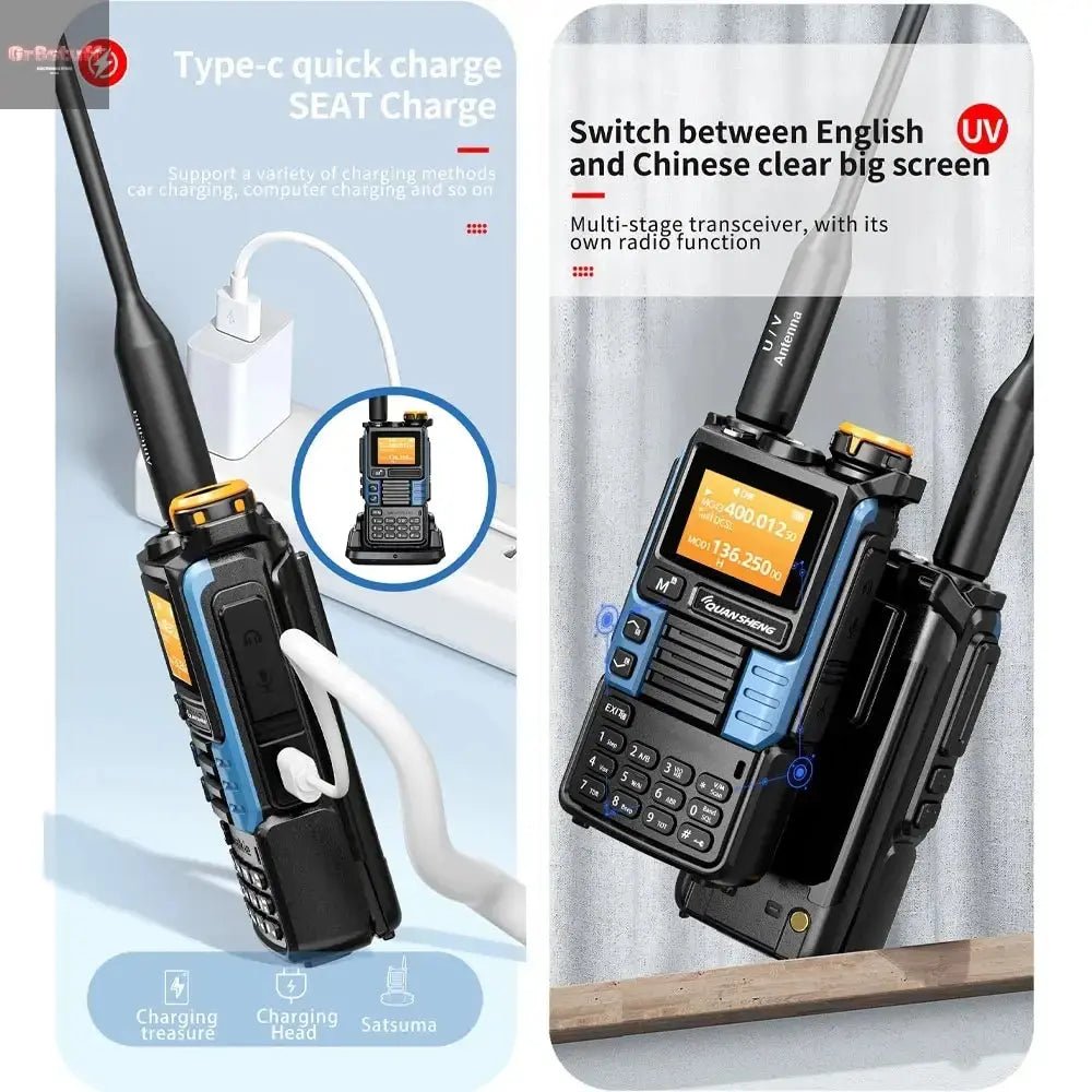 Quansheng UV - K6 Upgrade UV - K5 (99) Interphone 5W Air Band Radio Tyep C Charging UHF VHF DTMF FM Scrambler NOAA Wireless Frequenc - Gr8stuff