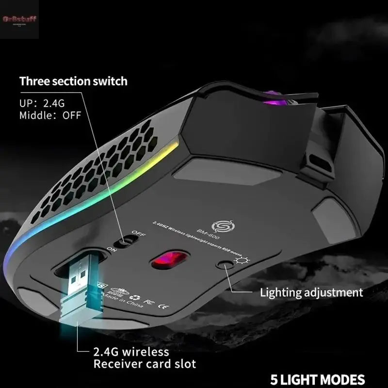 RGB Honeycomb Wireless Gaming Mouse - Gr8stuff