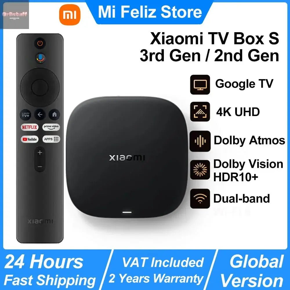 Xiaomi Mi TV Box S 3rd / 2nd Gen, Android Smart TV Box Media Player 4K UHD Google TV Dolby Vision HDR10+ Google Assistant BT5.2 - Gr8stuff