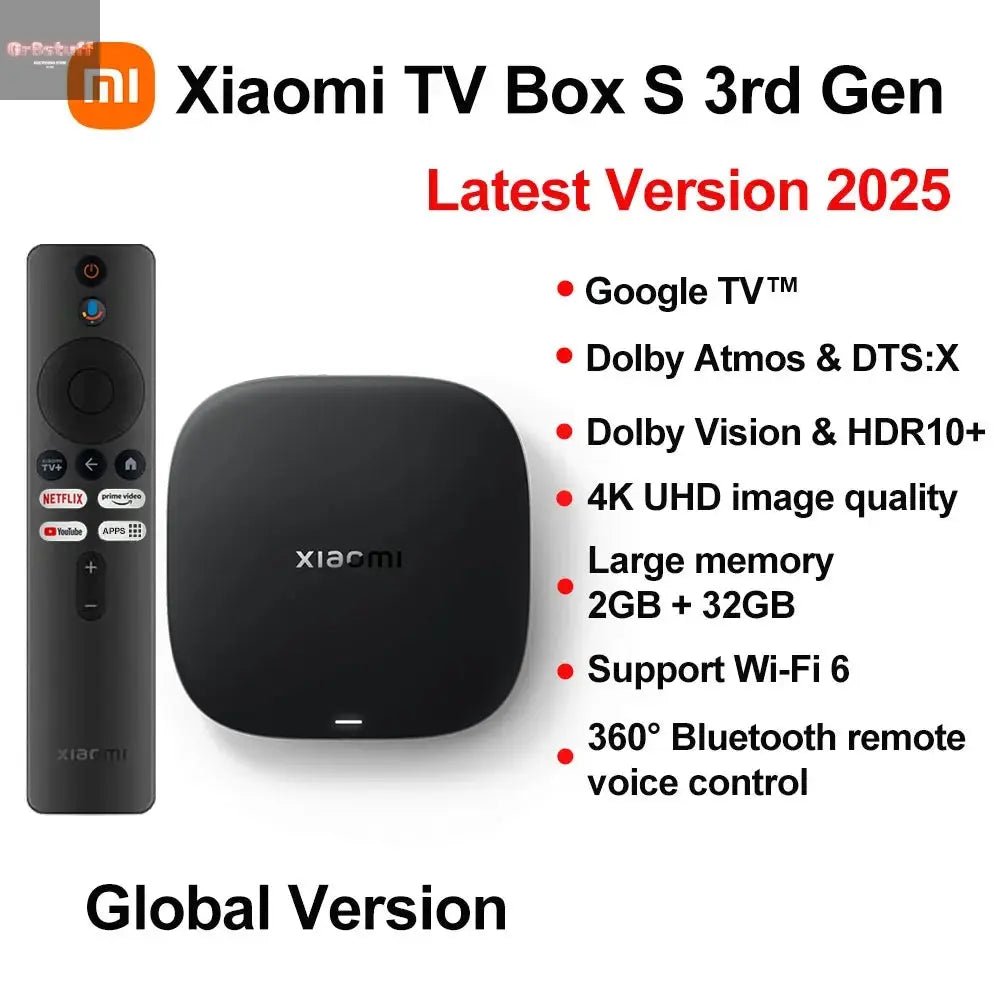 Xiaomi Mi TV Box S 3rd / 2nd Gen, Android Smart TV Box Media Player 4K UHD Google TV Dolby Vision HDR10+ Google Assistant BT5.2 - Gr8stuff