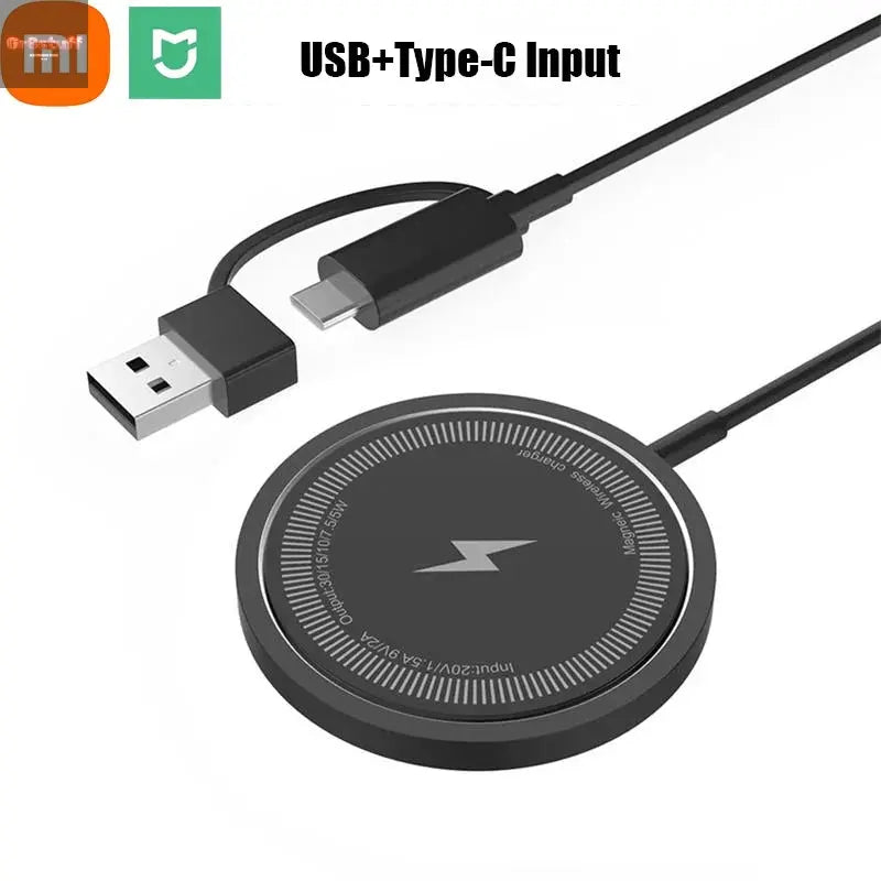 Xiaomi MIJIA Magnetic Wireless Charger Pad USB + Type C For iPhone Huawei Samsung Fast Wireless Charging Dock Station Chargers - Gr8stuff
